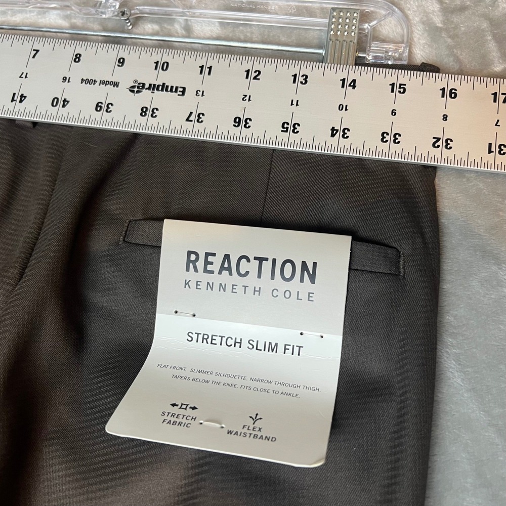 REACTION KENNETH COLE Mens Stretch Slim Fit Dress Pants 32W 29L Brown NWT - Picture 5 of 5